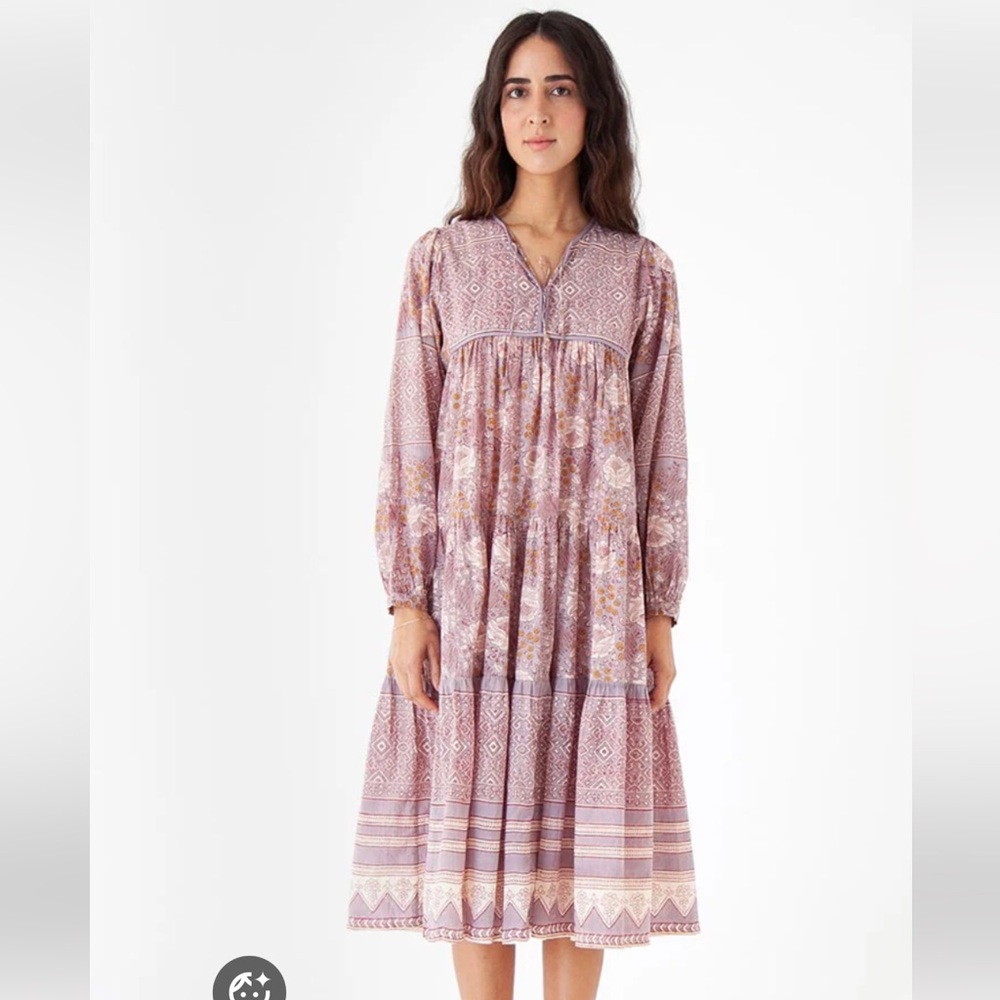 Matta Yamini Booj Tunic Style Blue and Purple Patterned Flowy Maxi Dress - Picture 8 of 8